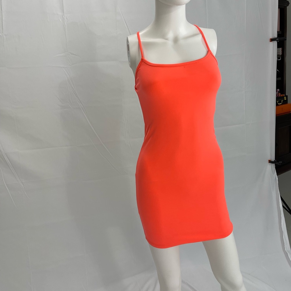 Orange Mini Dress. With crossed back.